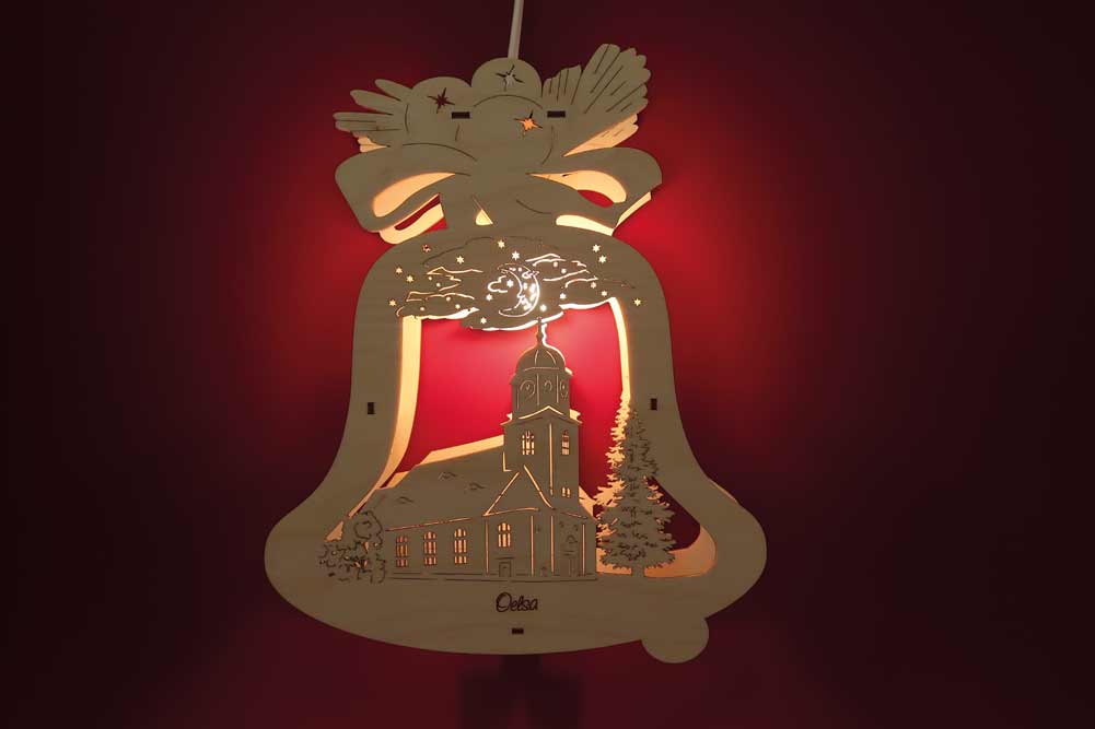 Fensterbild beleuchtet Rabenau Oelsa Kirche