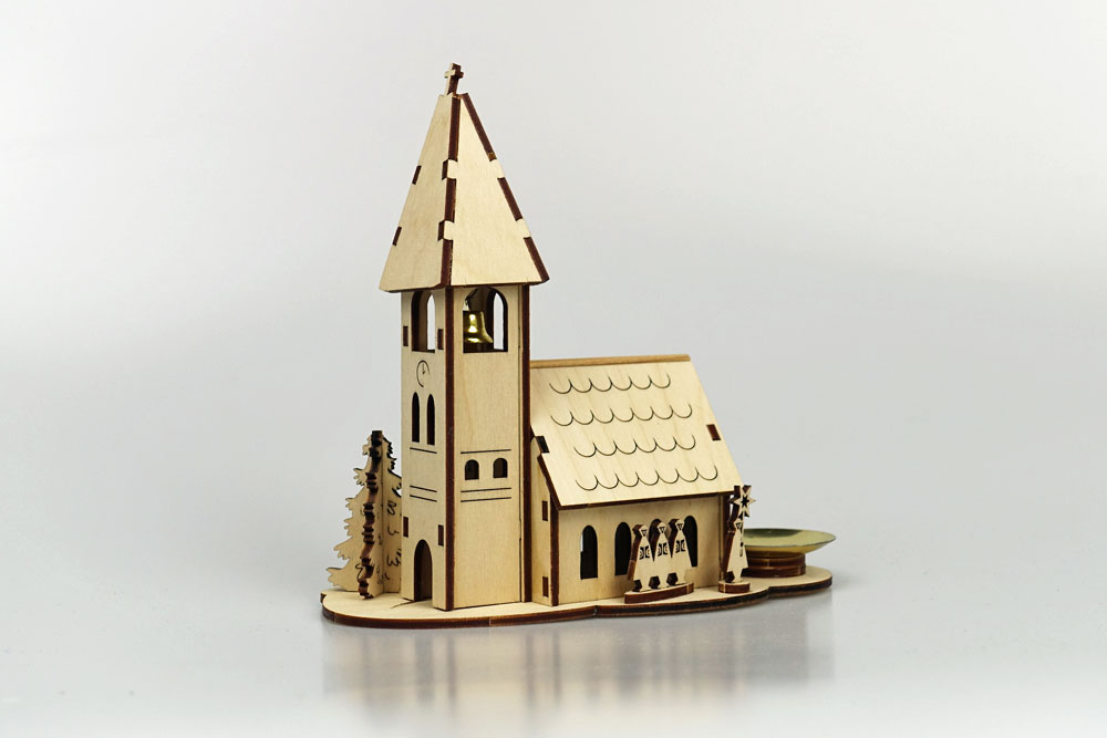 Kerzenhalter 3D-Kirche