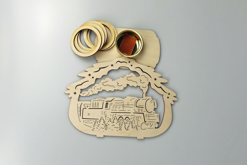 Teelichthalter Schneewolke Eisenbahn