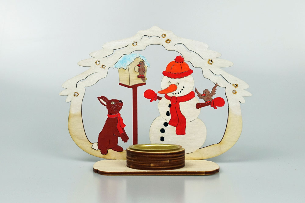 Teelichthalter Schneewolke Schneemann