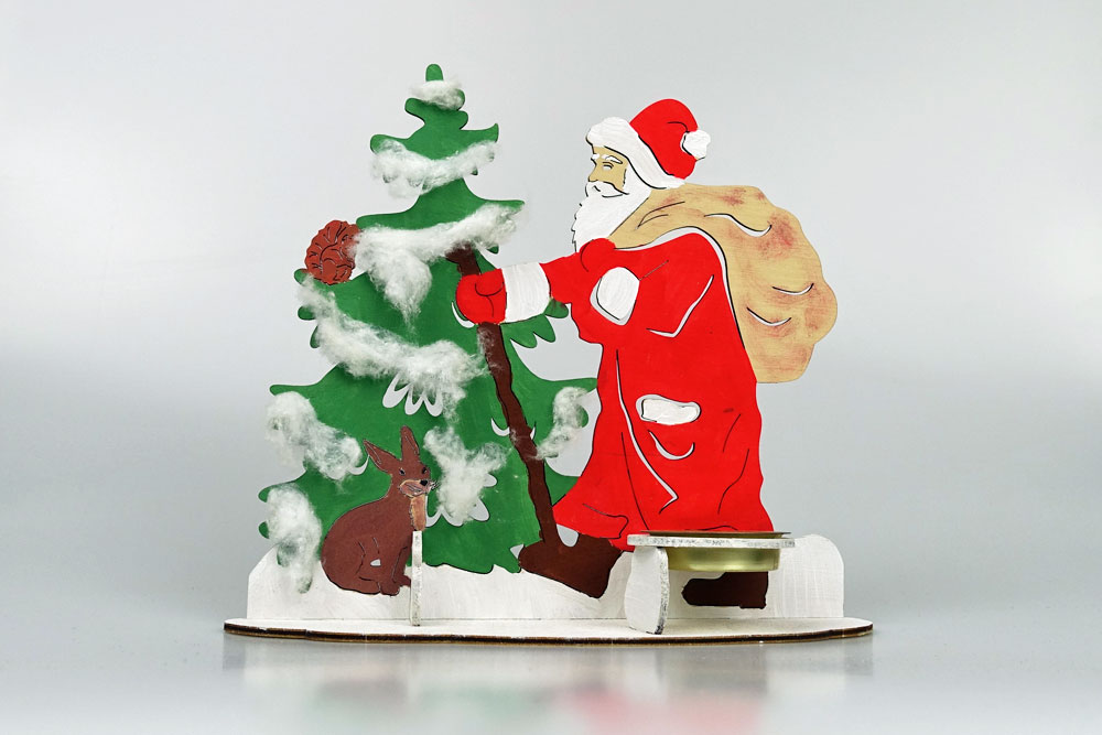 Teelichthalter Winterszene Weihnachtsmann