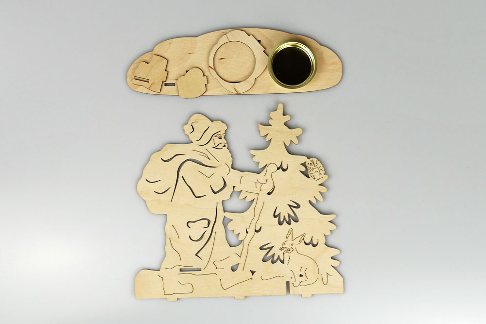 Teelichthalter Winterszene Weihnachtsmann