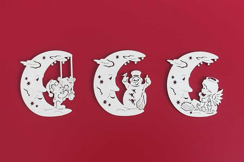 Baumschmuck Mond mit Winterfiguren