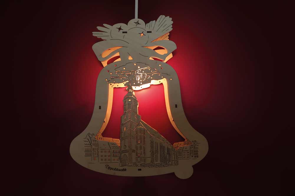 Fensterbild Dippoldiswalde Kirche beleuchtet