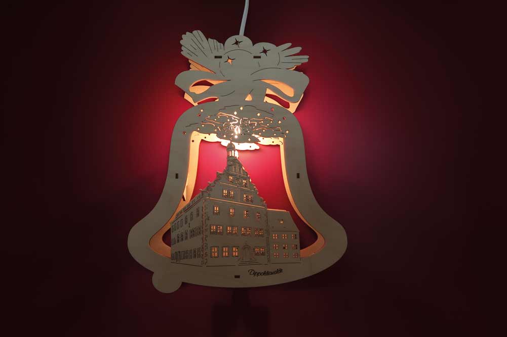 Fensterbild  Dippoldiswalde Rathaus<br /> beleuchtet