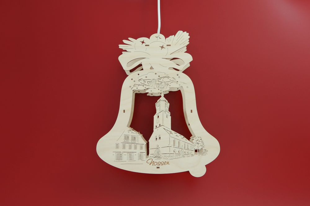 Fensterbild beleuchtet Glocke Nossen Kirche