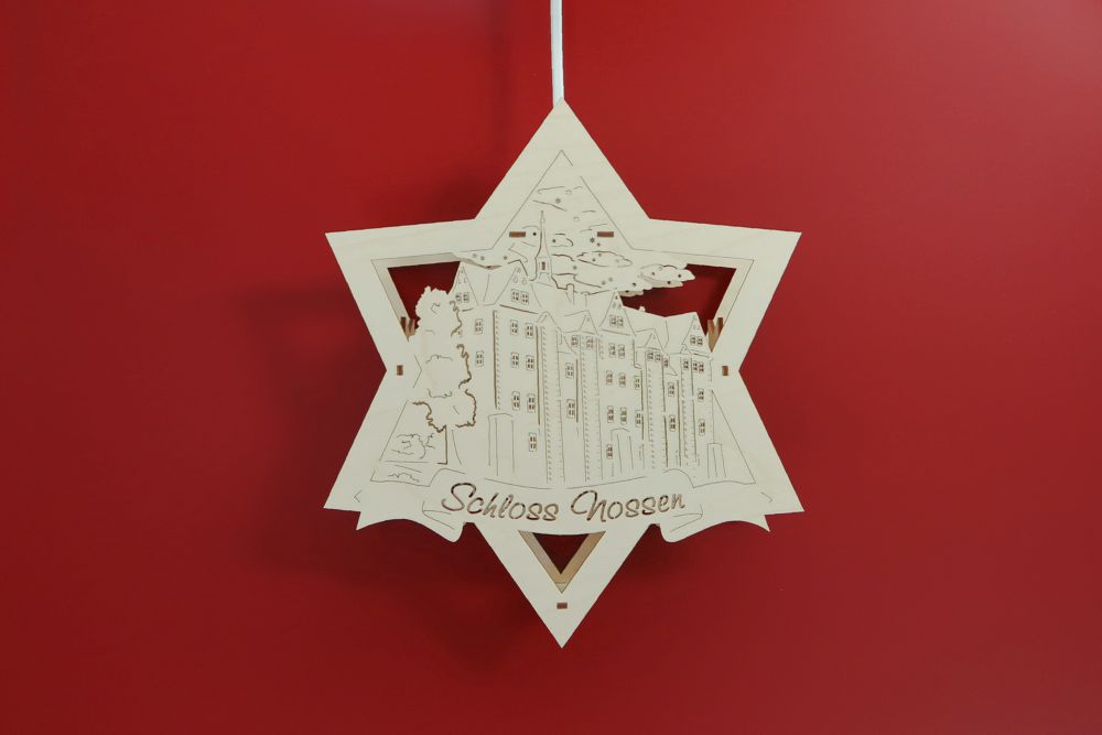 Fensterbild beleuchtet Stern Nossen Schloss