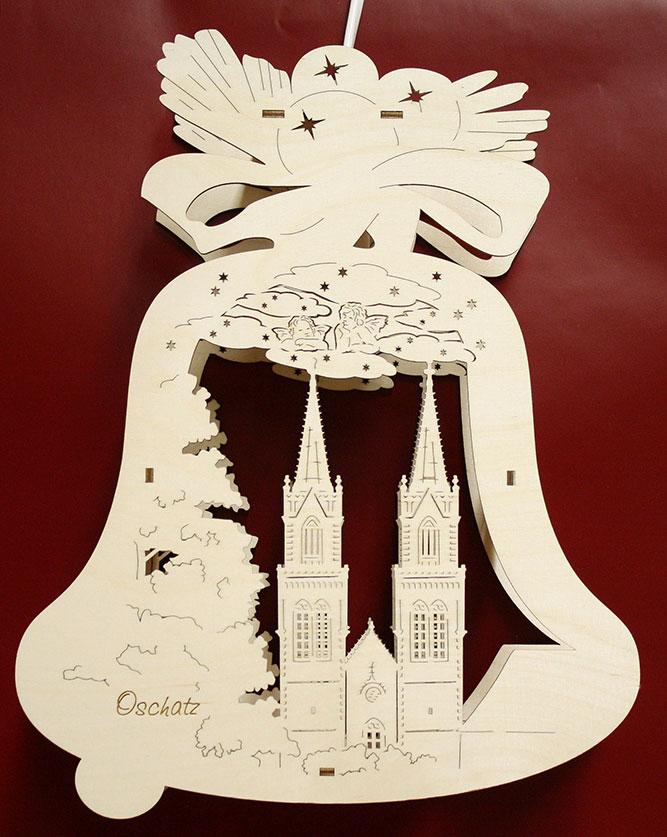 Fensterbild beleuchtet Oschatz Rathaus